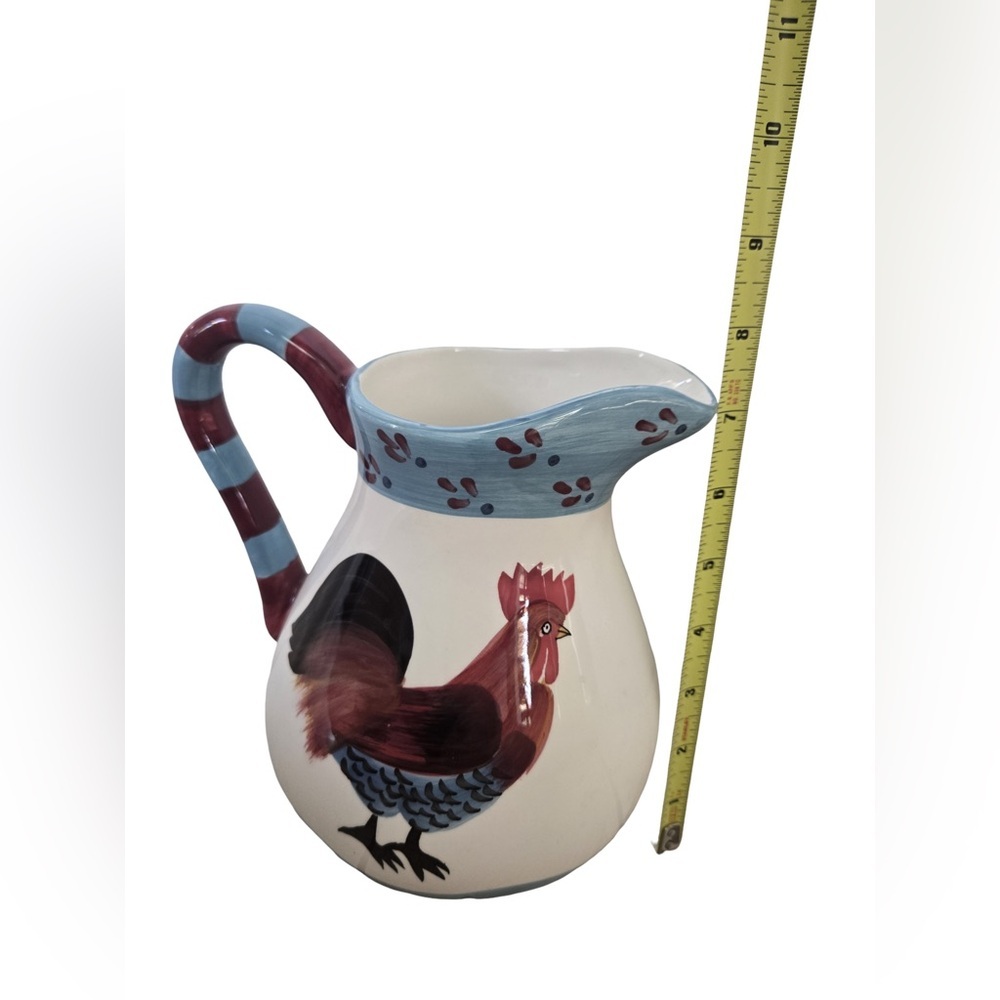 Hand Painted Rooster Pitcher – Farmhouse / Country Kitchen Décor - Picture 11 of 13
